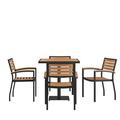 Flash Furniture Lark Series 5-Piece Steel/Aluminum Teak Patio Table and Chair Set Teak