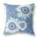 HomeRoots 411391 26 in. Sunflower Indoor & Outdoor Zippered Throw Pillow Blue & White