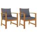 vidaXL Patio Chairs 2 Pcs Outdoor Dining Chair with Cushions Solid Wood Acacia