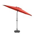 CorLiving 10 Foot Wind Resistant Patio Umbrella Outdoor Parasol with Crank Tilt Round Market Umbrella with Base for Patio Umbrella with Crank Tilt Umbrella Outdoor Umbrella Crimson Red