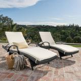 Havenside Home Vilano Outdoor Cushioned Lounge Chair (Set of 2) by Brown/Brown White Stripe