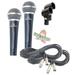 Vocal Microphones with XLR Mic Cables & Clips (2 Pack) Fat Toad Cardioid Dynamic Handheld for Home Studio Recording Package Live Stage Singing Adult DJ Karaoke Pro Audio Mic Cords 3-Pin Wire