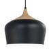 Karmiqi Modern Pendant Lamp with LED Bulb Wood Grain Metal Shade Ceiling Pendant Light for Kitchen Island Dining Room Living Room Guest Room (Black)