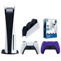 Sony Playstation 5 Disc Version Console with Extra Purple Controller DualSense Charging Station and Surge PowerPack Battery Pack & Charge Cable Bundle