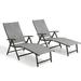 Pellebant Set of 2 Outdoor Chaise Lounge Aluminum Patio Folding Chairs Gray