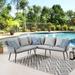 Modway Endeavor Outdoor Patio Wicker Rattan Sectional Sofa in Gray Gray