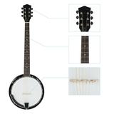 Zimtown 6 String Banjo Ukulele Uke Concert 38 Inch Size Sapele with 24 Brackets | Closed Back and Geared 5th Tuner