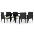 vidaXL 7 Piece Garden Dining Set Poly Rattan Black 5708