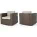 Noble House Puerta Outdoor Wicker Swivel Chair Ceramic Grey Cushion (Set of 2)