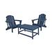 3-Piece Bistro Set Outdoor Patio Adirondack Chair with Coffee Table Navy Blue