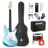 Donner DST-100R Solid Body 39 Inch Full Size Electric Guitar Kit Beginner Starter with Amplifier Bag Capo Strap String Tuner Cable Picks