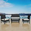 vidaXL 4 Piece Garden Lounge Set with Cushions Poly Rattan Black 42673