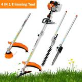 SESSLIFE Gas Powered Weed Eater 4 IN 1 Lawn Edger 33CC 2-Cycle Full Crankshaft Lawn Edger with Hedge Trimmer Gas Pole Saw Grass Trimmer and Brush Cutter TE3206