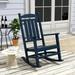 WestinTrends Malibu Outdoor Rocking Chair All Weather Poly Lumber Adirondack Rocker Chair with High Back 350 Lbs Support Patio Rocking Chair for Porch Deck Garden Lawn Navy Blue