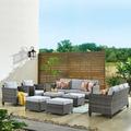 Ovios 8 Pieces Outdoor Patio Furniture All-Weather Wicker Conversation Set with Sectional Couch for Backyard