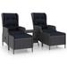 vidaXL Patio Furniture Set 3 Piece Outdoor Sofa Chair with Table Poly Rattan