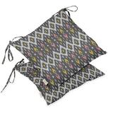 Vargottam Indoor/Outdoor Tufted Printed Square Seat Patio Cushion Set Of 2 Water Resistant Patio Furniture Seat Cushion 19 inches Gray | Ikat