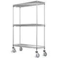 14 Deep x 72 Wide x 92 High 3 Tier Stainless Steel Wire Mobile Shelving Unit with 1200 lb Capacity