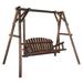 OverPatio Porch Swing Set Log Swing Stand Rustic Loveseat Glider Swing 2 Seater Carbonized
