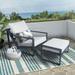 ATR ART TO REAL 2PCS Aluminum Outdoor Patio Reclining Furniture Set with Ottoman and Cushion Grey