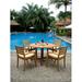 Teak Dining Set:4 Seater 5 Pc - 48 Round Butterfly Table and 4 Travota Stacking Arm Chairs Outdoor Patio Grade-A Teak Wood WholesaleTeak #WMDSTV1