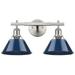 Beaumont Lane 2 Light Steel Vanity Light in Pewter and Navy Blue