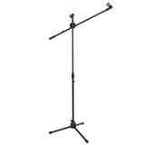 Folding Type Tripod Boom Microphone Mic Stand with Adjustable Legs Compact Microphone Desk Stand for Conference Room Desk Church-Black