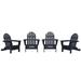 DuroGreen Folding Adirondack Chairs Made With All-Weather Tangentwood Set of 4 Oversized High End Patio Furniture for Porch Lawn Deck or Fire Pit No Maintenance USA Made Navy