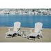 Hampton White Outdoor Patio Adirondack Chair with Hideaway Ottoman and Table Set