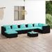 vidaXL 8 Piece Patio Lounge Set with Cushions Poly Rattan Black