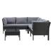 CorLiving Black Wicker / Rattan 6-Pc Patio Sectional Set with Cushions & Table