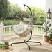 Ulax Furniture Outdoor Wicker Hanging Basket Swing Chair Indoor Egg Chair with Cushion and Stand-Upgrade Beige