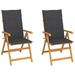 Dcenta 2 Piece Folding Garden Chair with Cushion Wooden Backrest Adjustable Wooden Reclining Chair for Patio Backyard Poolside Outdoor Furniture 22.4in x 28.1in x 42.9in