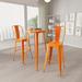 Merrick Lane 3 Piece Outdoor Dining Set with Bar Height Table and Stools in Orange