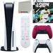 Sony Playstation 5 Disc Version (Sony PS5 Disc) with Cosmic Red Extra Controller Media Remote MLB The Show 21 Accessory Starter Kit and Microfiber Cleaning Cloth Bundle