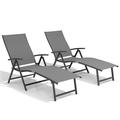 Pellebant Set of 2 Outdoor Chaise Lounge Aluminum Patio Folding Chairs Gray
