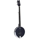 Ortega Guitars OBJ250-SBK Raven Series Banjo 5-string Mahogany Resonator Body w/ Free Bag Black Satin Finish