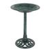 OverPatio Weather Resistant Wild Bird Bath Green Patina Resin Pedestal Birdbaths Antique Sculpture Finish Garden Decor