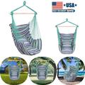 Goorabbit Hanging Cotton Rope Chair Hammock Hanging Rope Chair Hanging Bubble Chair Porch Swing Chair Camping Portable for Patio Deck Yard Indoor Bedroomwith 2 Pillows Max 198lb(Green)