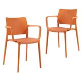 Omax Decor Cleo Arm Resin Patio Dining Chair in Orange - (Set of 2)