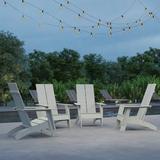 Merrick Lane Set of 4 Modern All-Weather Poly Resin Wood Adirondack Chairs in Gray