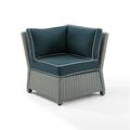 Crosley Furniture Bradenton Wicker Outdoor Sectional Corner Chair in Navy/Gray