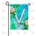 America Forever Summer Flowers Birds Monogram Garden Flag Letter V 12.5 x 18 inches Hummingbird Calla Lily Spring Floral Double Sided Vertical Outdoor Yard Lawn Decorative White Floral Garden Flag