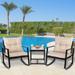 Dkeli Patio Bistro Set 3 Piece Wicker Rocking Chairs Outdoor Woven Rattan Chair with Coffee Table Sets Rattan Patio Chairs with Cushion Garden Porch Furniture Conversation Sets Black