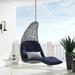 Modway Landscape Hanging Chaise Lounge Outdoor Patio Swing Chair in Light Gray Navy