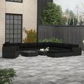 vidaXL 13 Piece Garden Lounge Set with Cushions Poly Rattan Black 48275