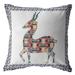 HomeRoots 412753 16 in. Boho Deer Indoor & Outdoor Zippered Throw Pillow Red Blue & White