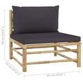 Anself 3 Piece Patio Lounge Set with Cushions Middle Sofa and Side Table Footrest Conversation Set Bamboo Outdoor Sectional Sofa Set for Garden Balcony Yard Deck