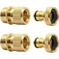 Garden Hose Tap Connector - Brass No-Leak Connector Fitting 3/4 inch (26.5mm) Female Thread Tap Connector & Male Thread Brass Quick Connectorï¼ˆ2pair)