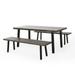 Noble House Pointe 3 Piece Aluminum Patio Dining Set in Gray and Black